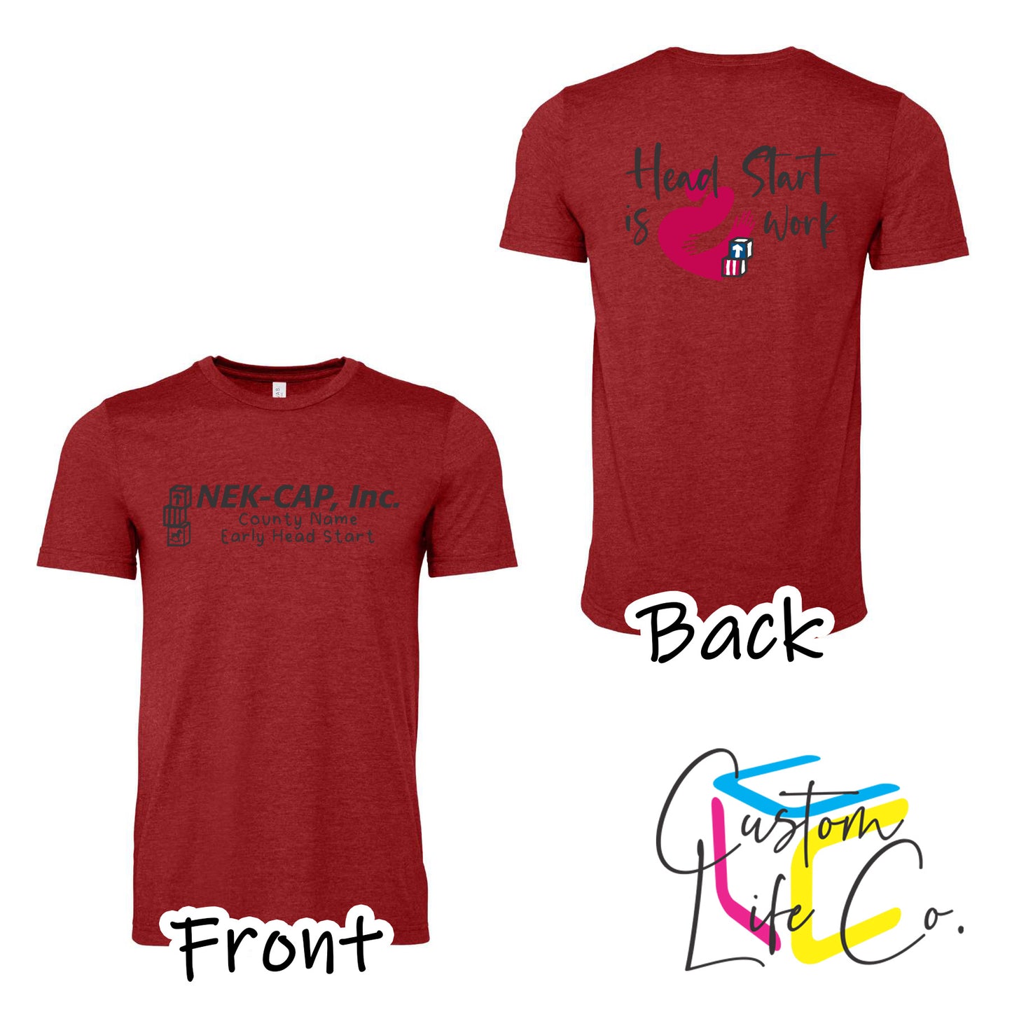 Heart Work Early Head Start Heather Canvas Red T-Shirt with County