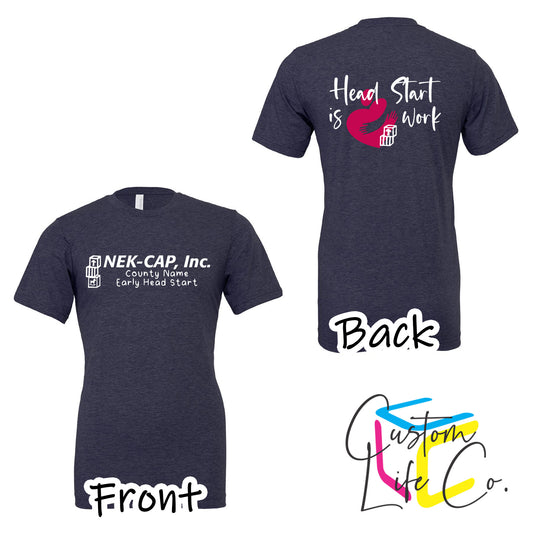 Heart Work Early Head Start Heather Midnight Navy T-Shirt with County