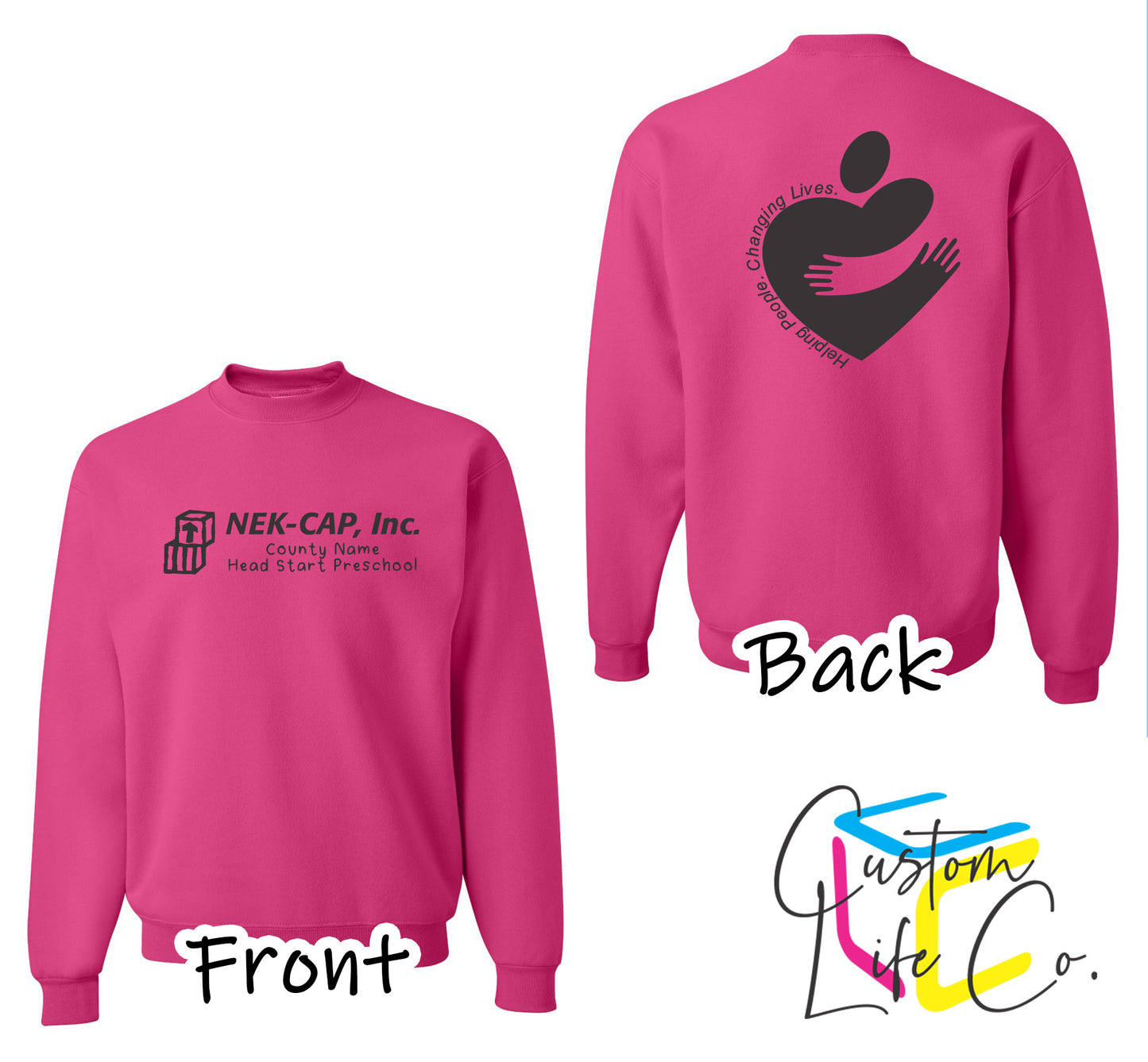 Head Start Preschool with Heart Cyber Pink Crewneck