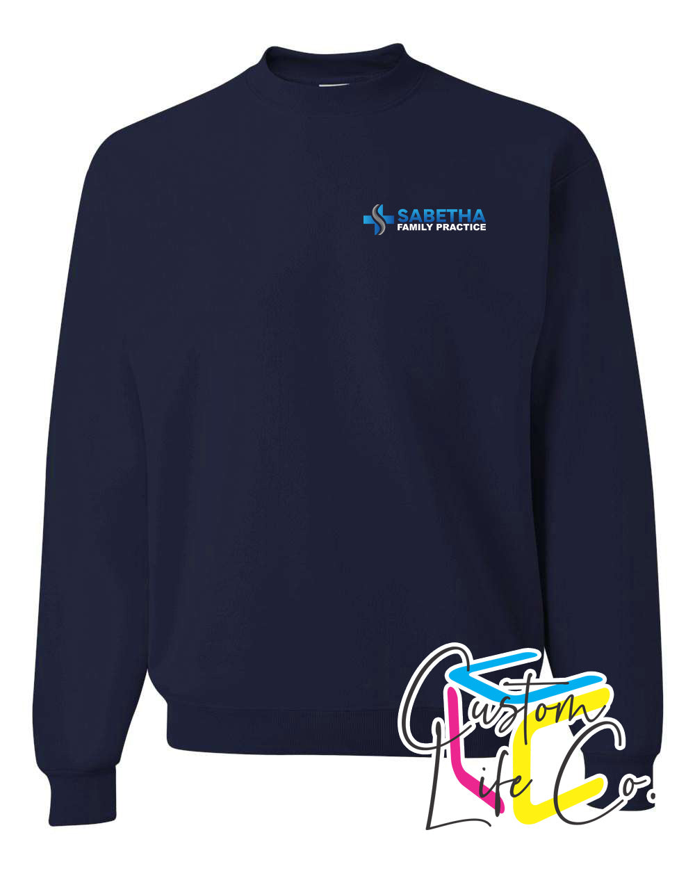 Sabetha Family Practice Fleece Crewneck Pocket Logo