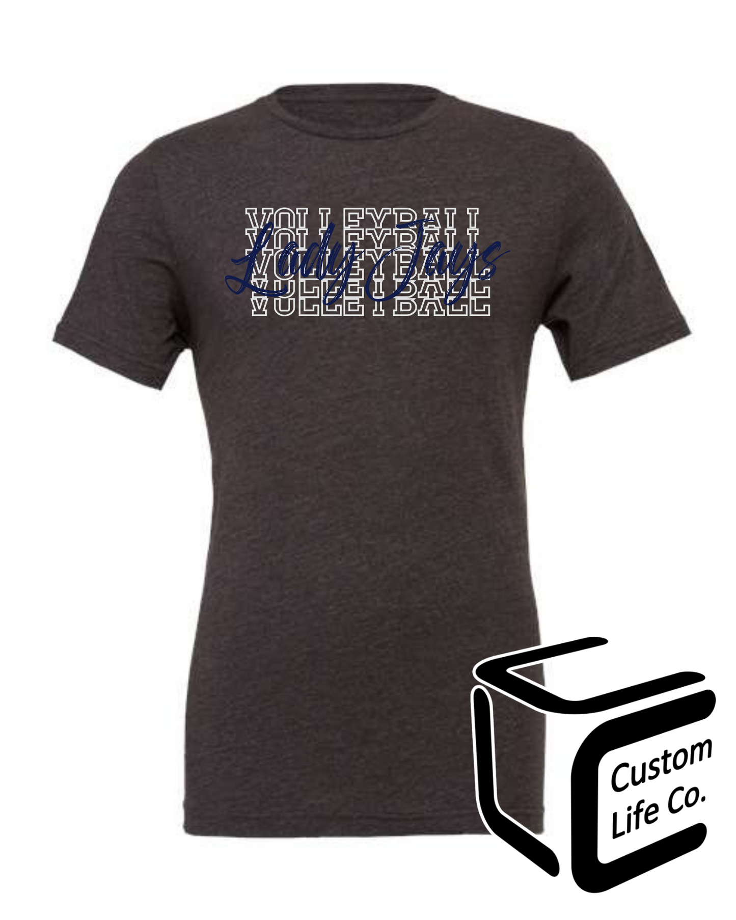 Lady Jays Stacked Volleyball Adult T-Shirt