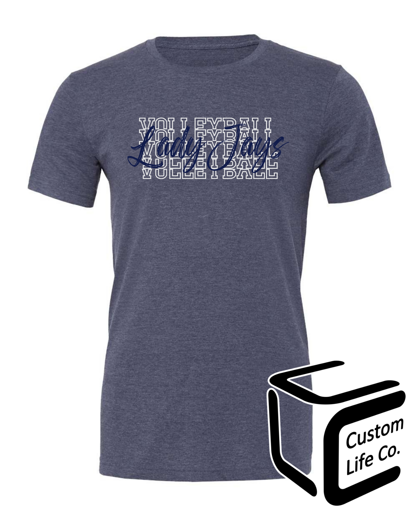 Lady Jays Stacked Volleyball Adult T-Shirt