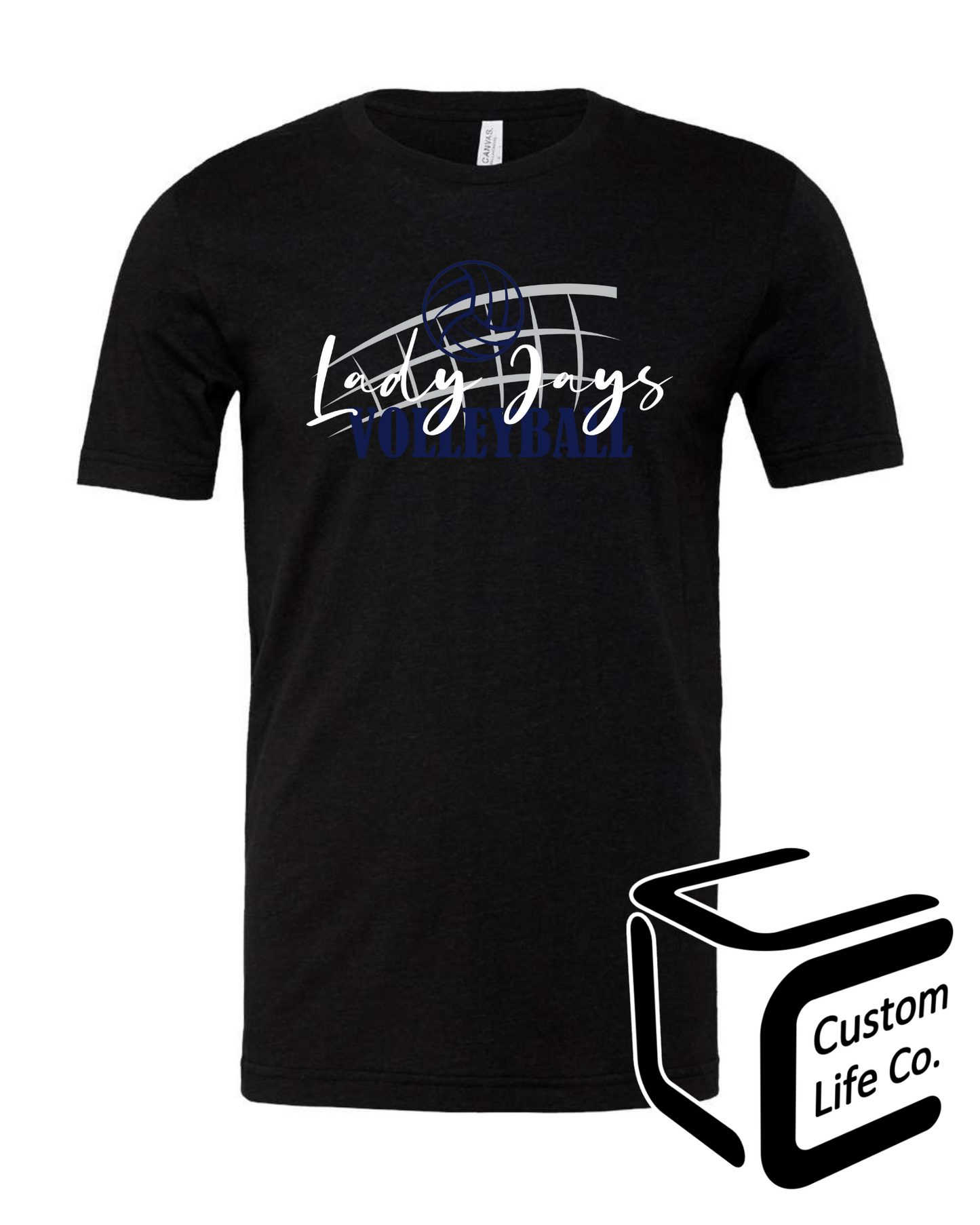 Lady Jays Volleyball with Net Adult T-Shirt