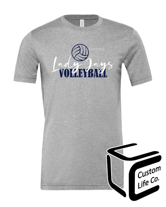 Lady Jays Volleyball with Net Adult T-Shirt